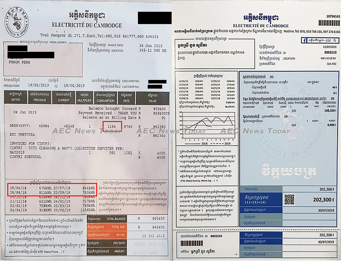 New EdC electricity bills (R) contain no English language except the words "Telephone hotline"